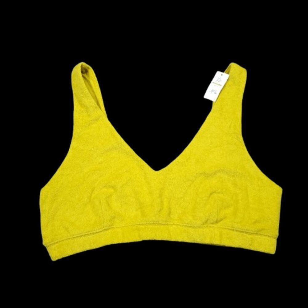 Aerie Offline Recharge Summer Lights Terry Sports Bra Size Large Yellow Unlined